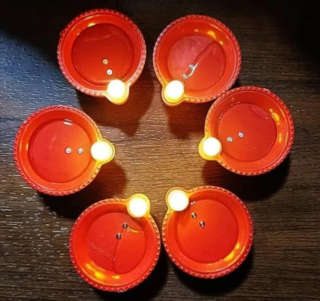 Water Sensor LED Light Diya, Flameless & Smokeless Warm Ambient Eco-Friendly LED Diya Light Candles for Diwali, New Year, Home, Temple Decoration (12, Classic)